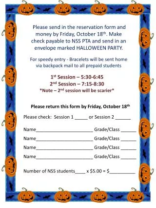 Please return this form by Friday, October 18 th