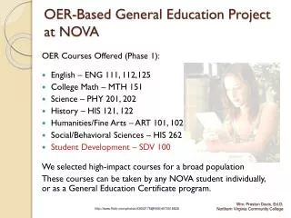 OER-Based General Education Project at NOVA
