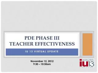 PDE Phase III Teacher Effectiveness