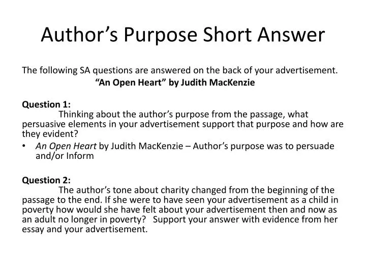author s purpose short answer
