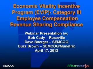 Economic Vitality Incentive Program (EVIP)- Category III