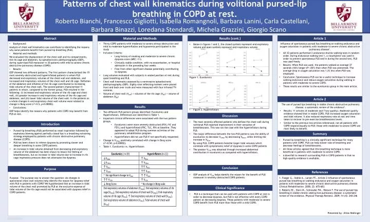patterns of chest wall kinematics during volitional pursed lip breathing in copd at rest