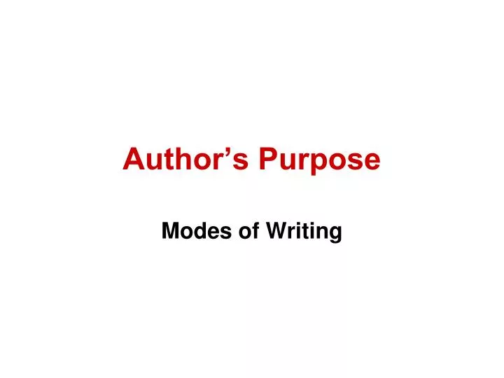 author s purpose