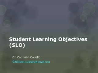 Student Learning Objectives (SLO)