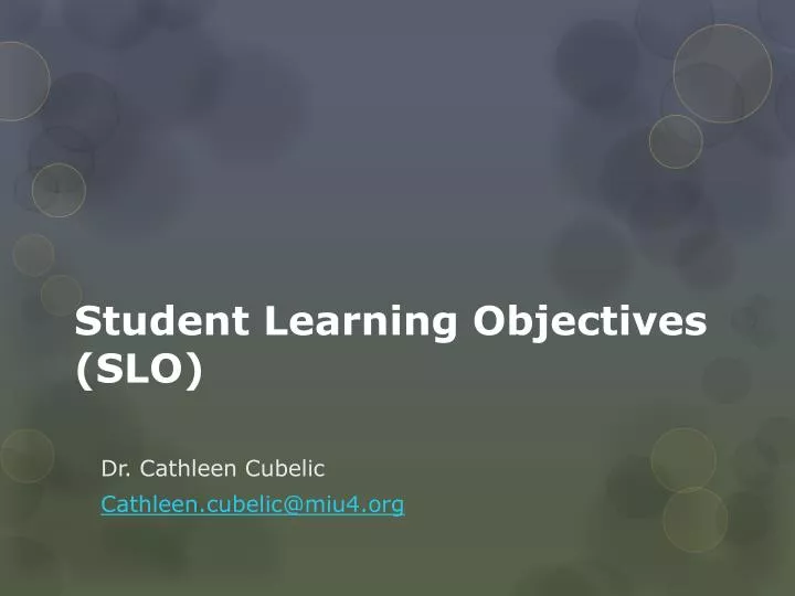 student learning objectives slo