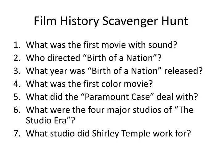 film history scavenger hunt