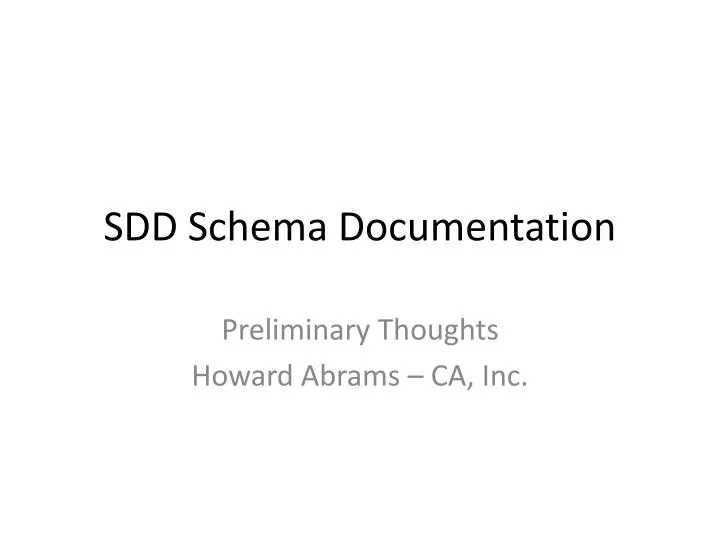 sdd schema documentation
