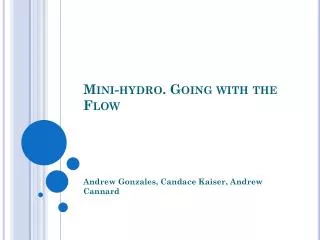 Mini-hydro. Going with the Flow