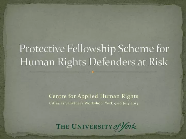 protective fellowship scheme for human rights defenders at risk