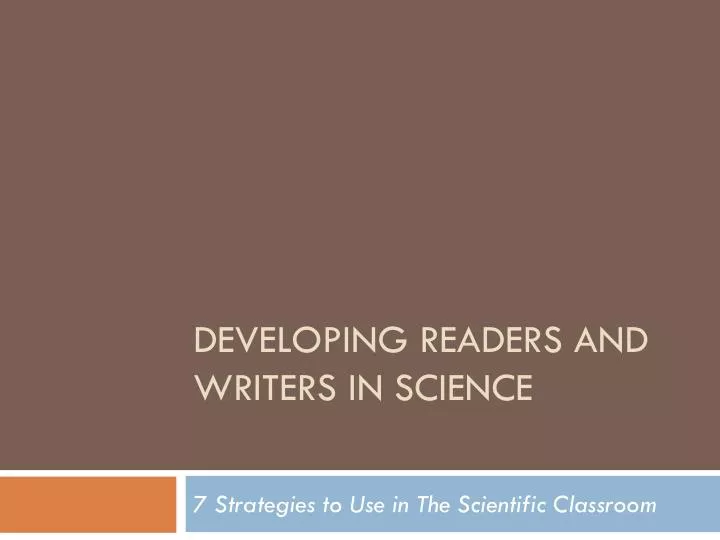 developing readers and writers in science