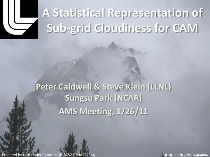 a statistical representation of sub grid cloudiness for cam