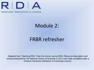 Module 2: FRBR refresher