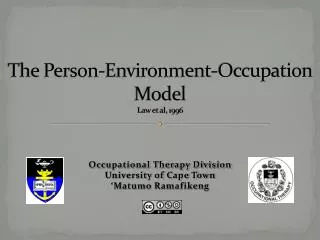 The Person-Environment-Occupation Model Law et al, 1996