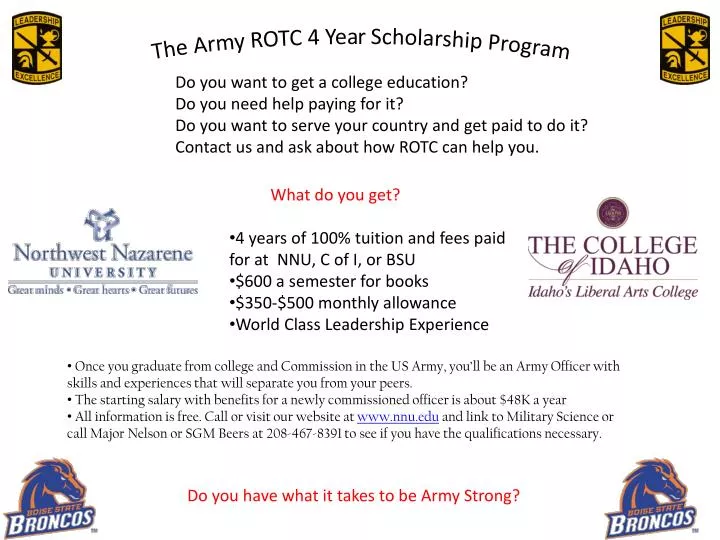 the army rotc 4 year scholarship program
