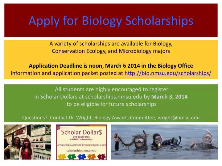 apply for biology scholarships