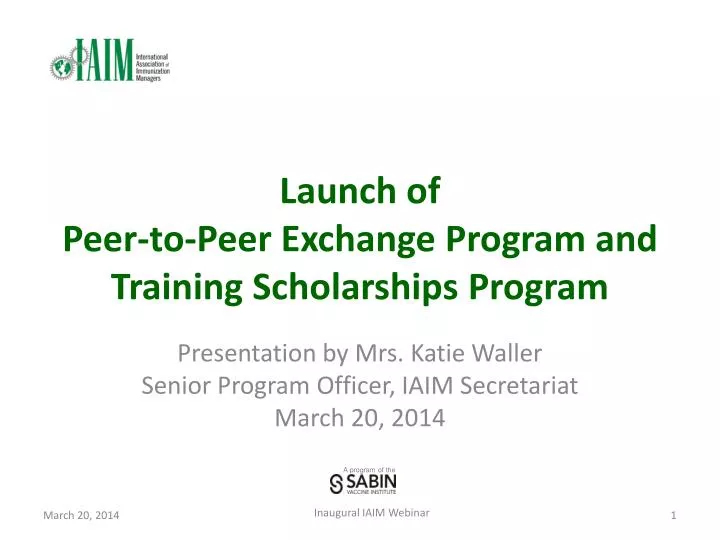 launch of peer to peer exchange program and training scholarships program