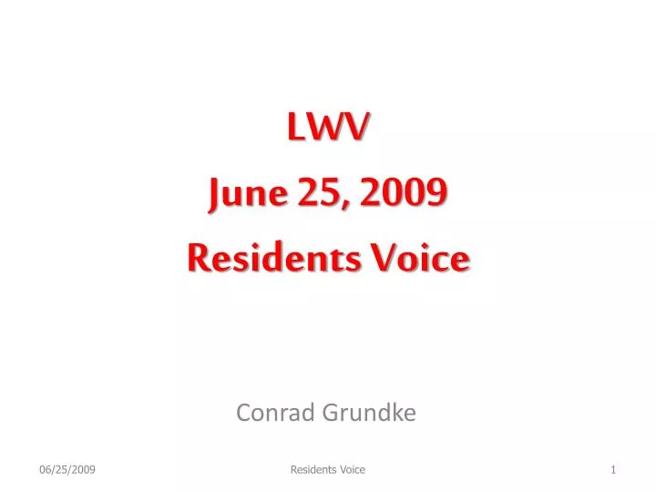 lwv june 25 2009 residents voice