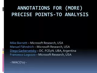 Annotations for (more) Precise Points-to Analysis