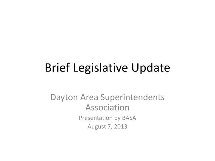 brief legislative update