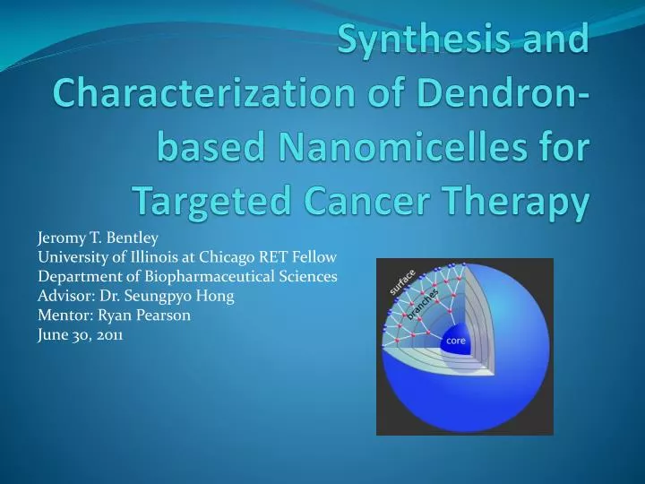 synthesis and characterization of dendron based nanomicelles for targeted cancer therapy