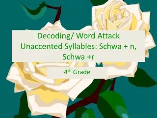 Decoding/ Word Attack Unaccented Syllables: Schwa + n, Schwa +r