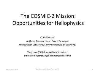 The COSMIC-2 Mission: Opportunities for Heliophysics