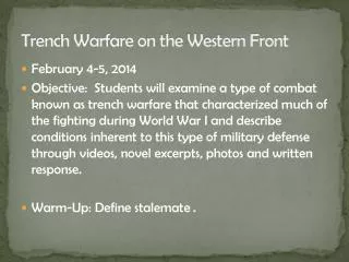 Trench Warfare on the Western Front