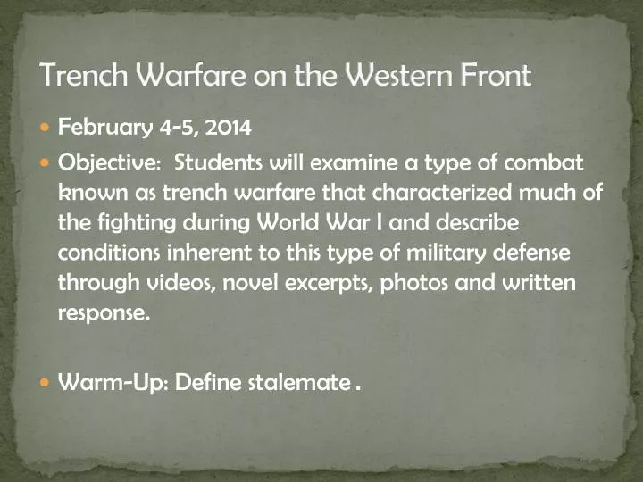 trench warfare on the western front