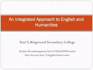 An Integrated Approach to English and Humanities