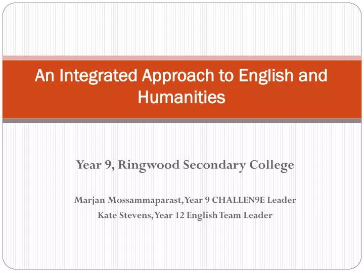 an integrated approach to english and humanities