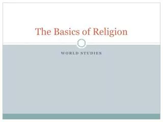The Basics of Religion