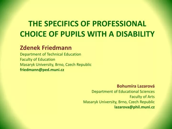 the specifics of professional choice of pupils with a disability