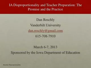 IA Disproportionality and Teacher Preparation: The Promise and the Practice