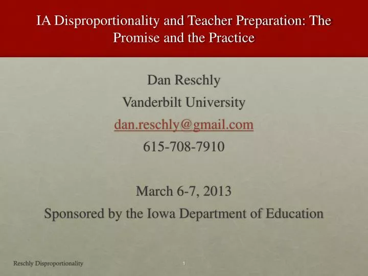 ia disproportionality and teacher preparation the promise and the practice