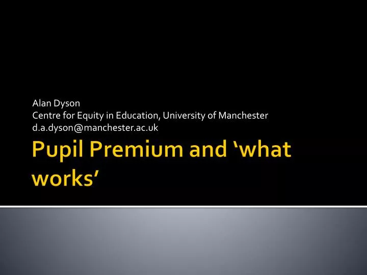 alan d yson centre for equity in education university of manchester d a dyson@manchester ac uk