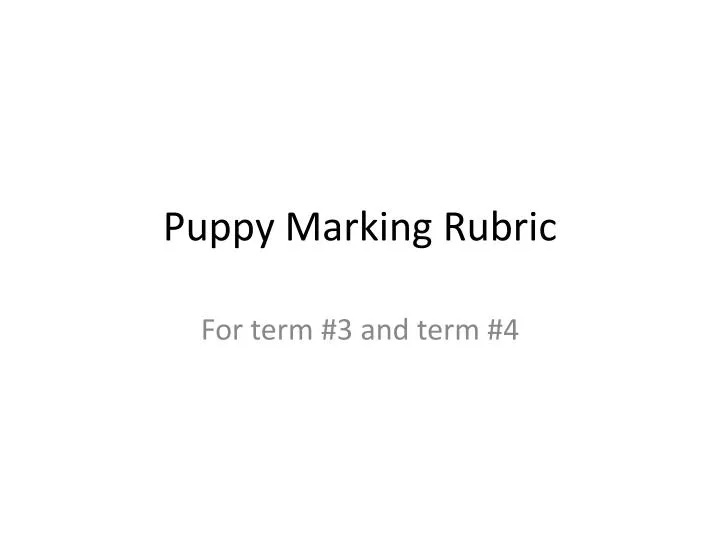 puppy marking rubric