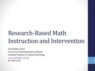Research-Based Math Instruction and Intervention