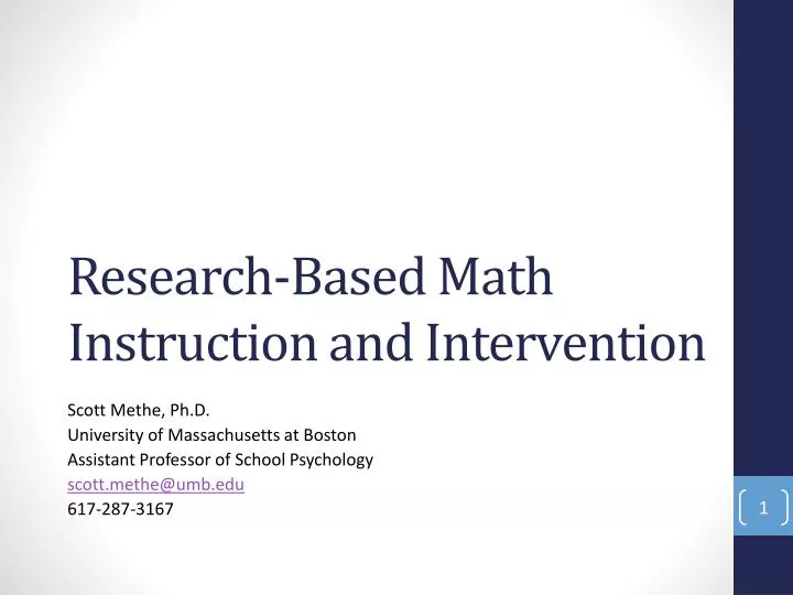 research based math instruction and intervention
