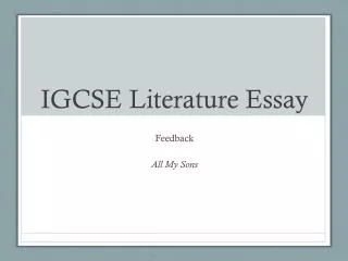 IGCSE Literature Essay