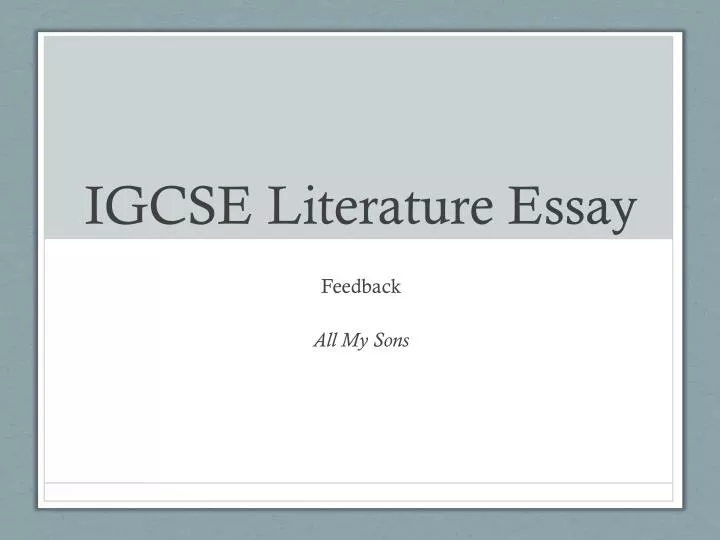 english literature igcse essay