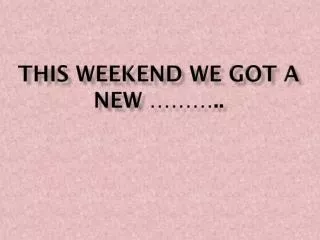 this weekend we got a new