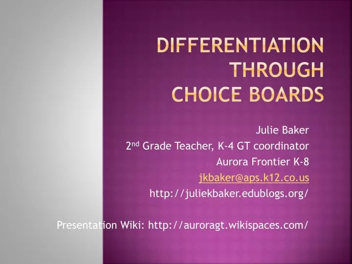 differentiation through choice boards