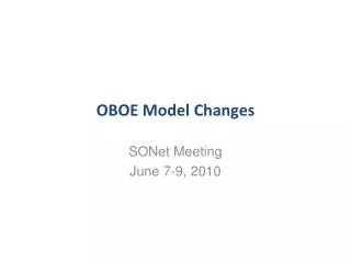 OBOE Model Changes