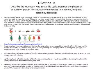 3. What is the niche of the Mountain Pine Beetle?