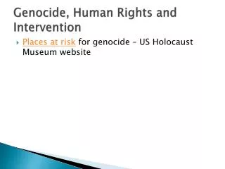 Genocide, Human Rights and Intervention