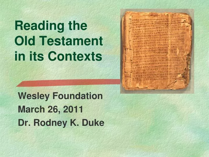 reading the old testament in its contexts