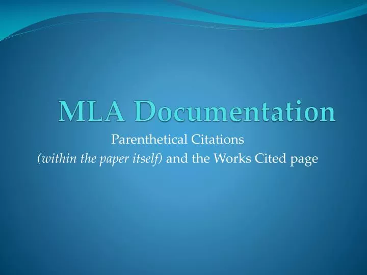 mla documentation