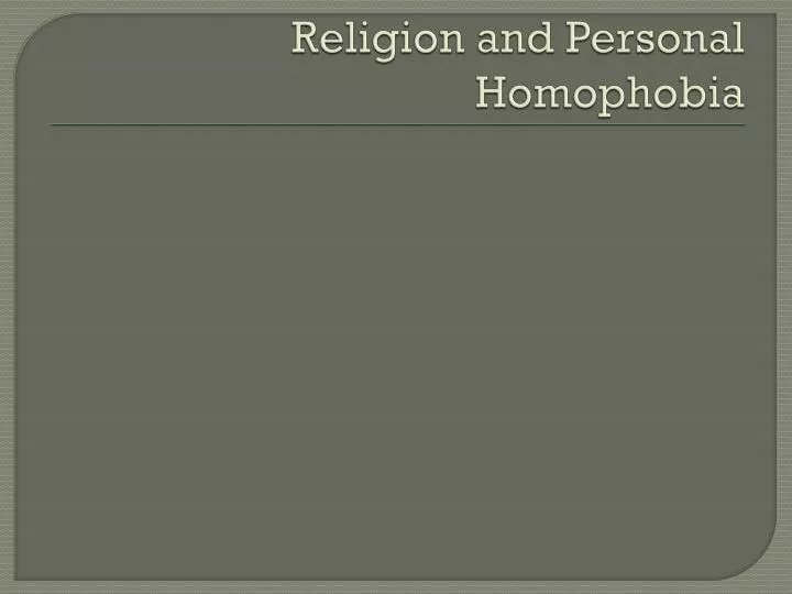 religion and personal homophobia