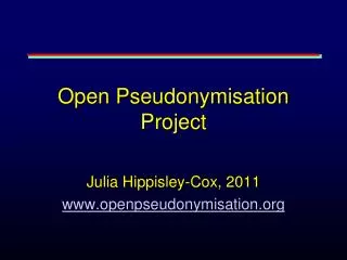 Open Pseudonymisation Project