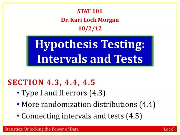 hypothesis testing intervals and tests